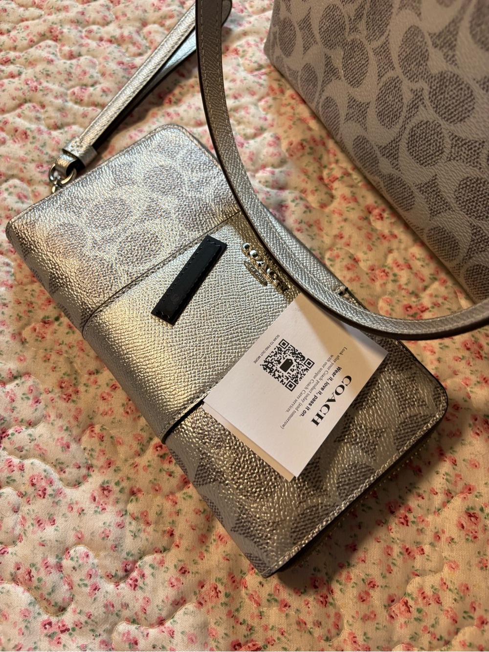 Coach Signature Canvas Tote and Wallet Set in Silver/Gray - Picture 6 of 16